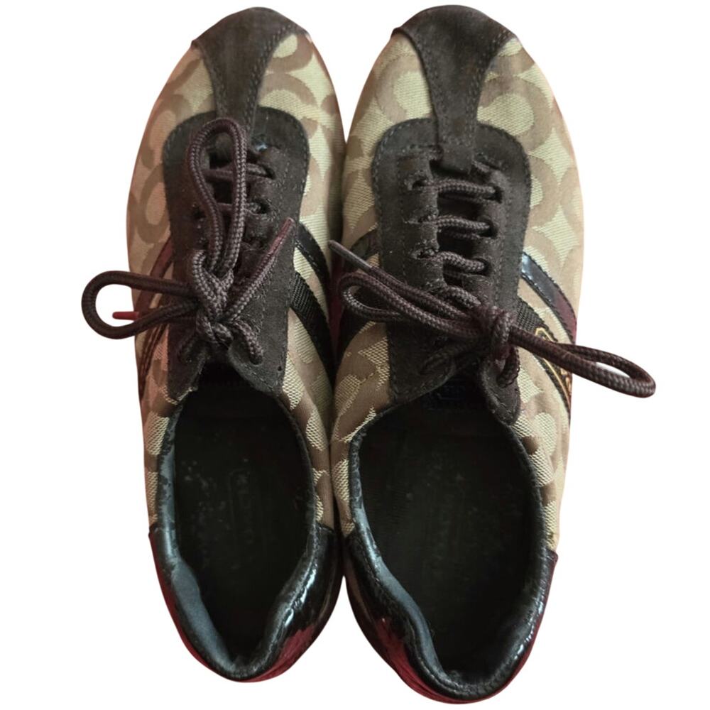 Coach Womens Signature C Monogram Brown Jacquard Low Top Sneakers